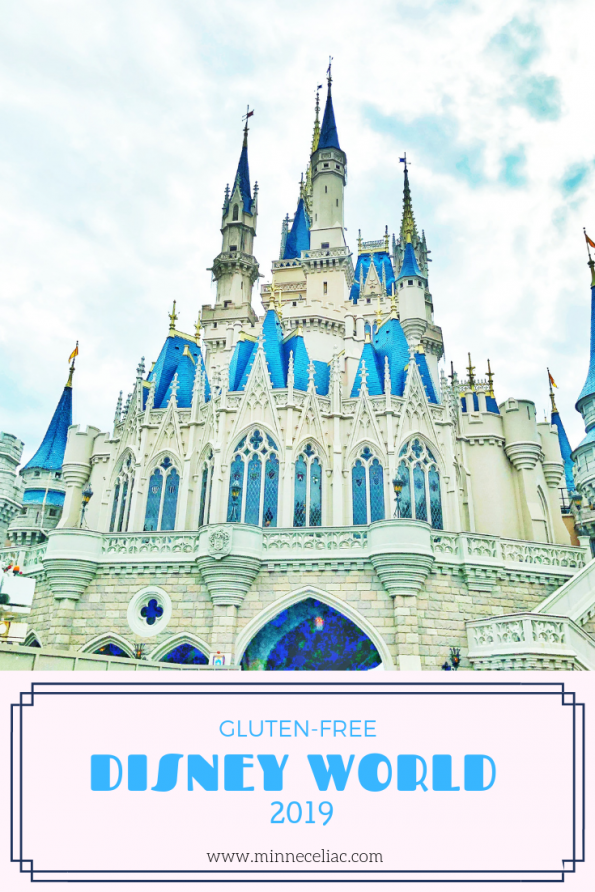 Pinterest Graphic for a gluten-free Disney World blog post. A photos of Cinderella's Castle with wording at the bottom.