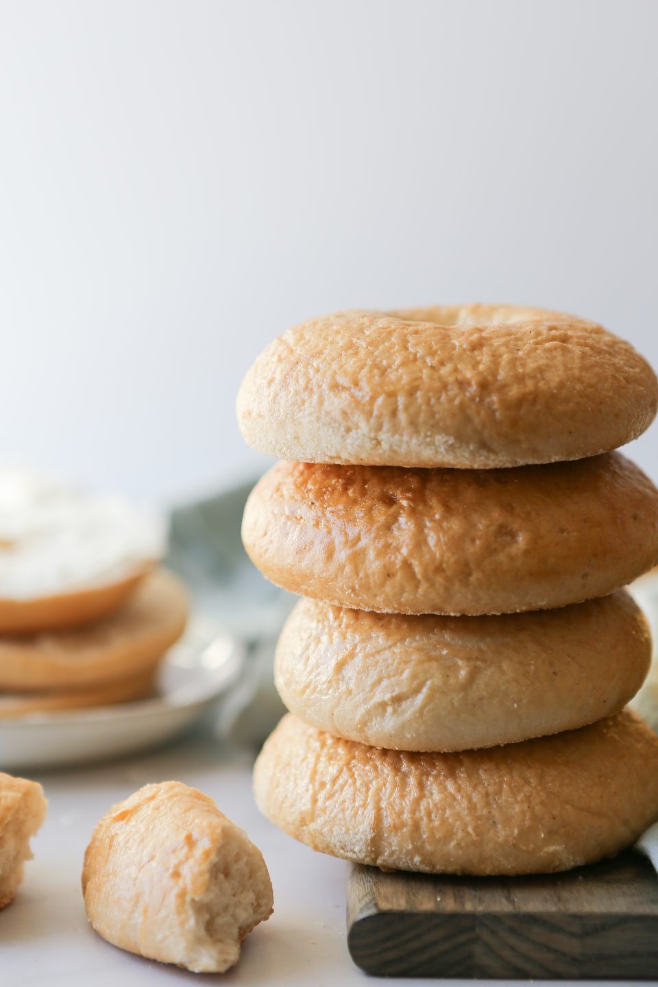 A stack of gluten-free bagels. 